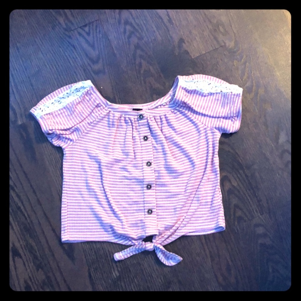 Cropped Striped Pink Ransom Girl Shirt